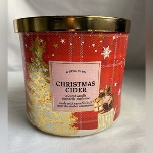 BATH & Body Works Christmas Cider 3 Wick Candle, Essential Oils, White Barn